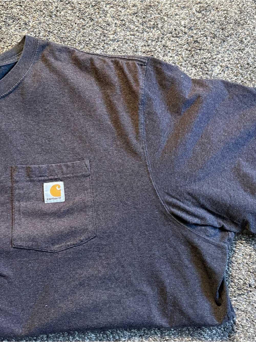 Carhartt Dark Charcoal Pocket Tee with Gold Logo Patch